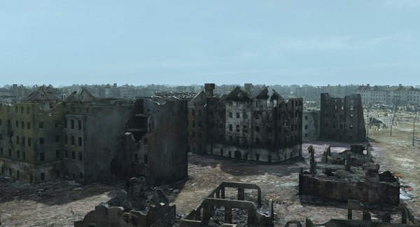 ruined city ww2 warsaw 3d model