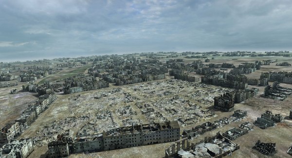 ruined city ww2 warsaw 3d model