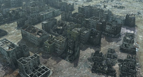 ruined city ww2 warsaw 3d model