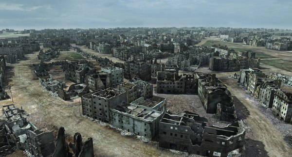 ruined city ww2 warsaw 3d model