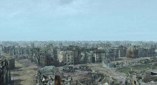 ruined city ww2 warsaw 3d model