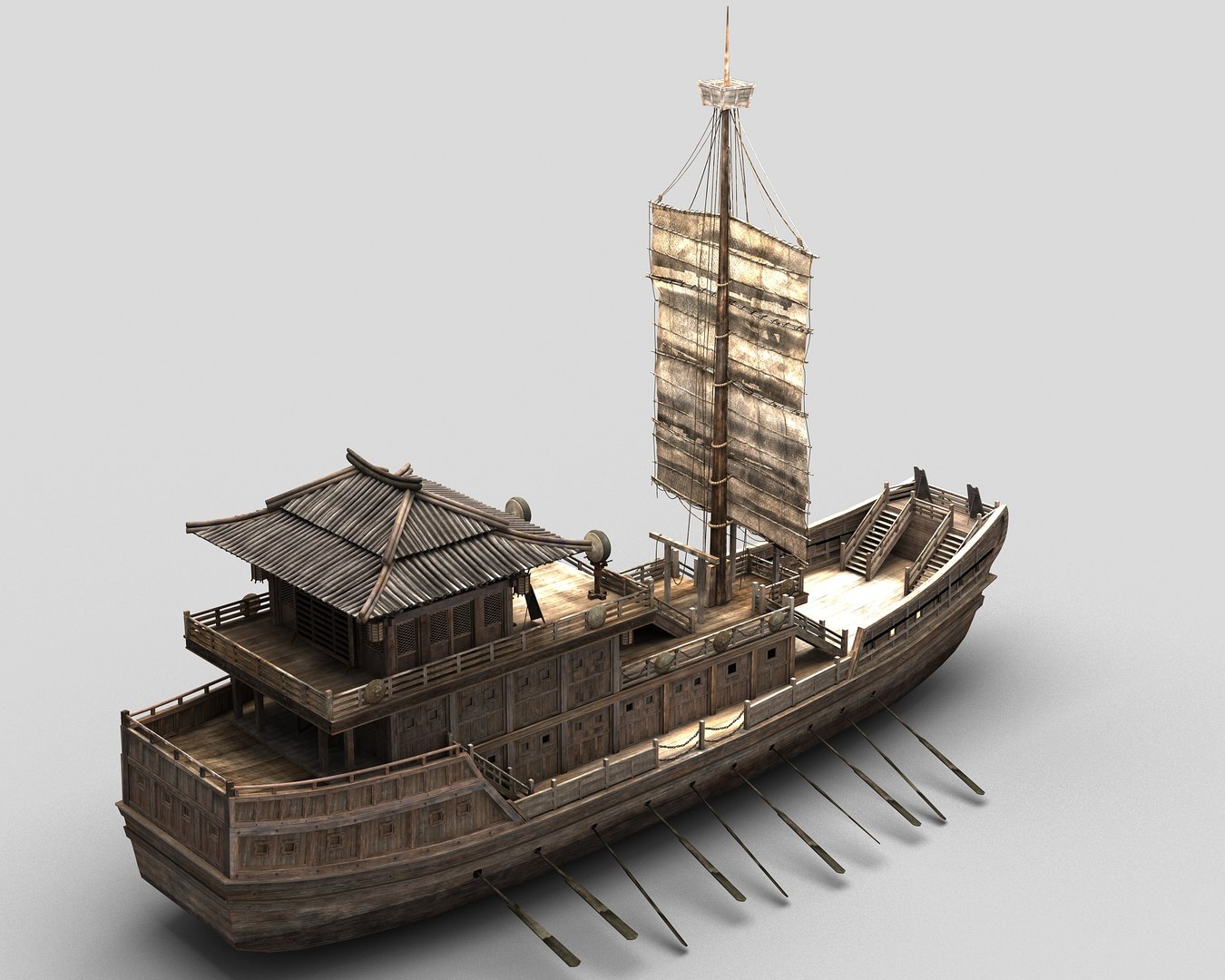 3D Chinese Boat 02 Model - TurboSquid 2071353