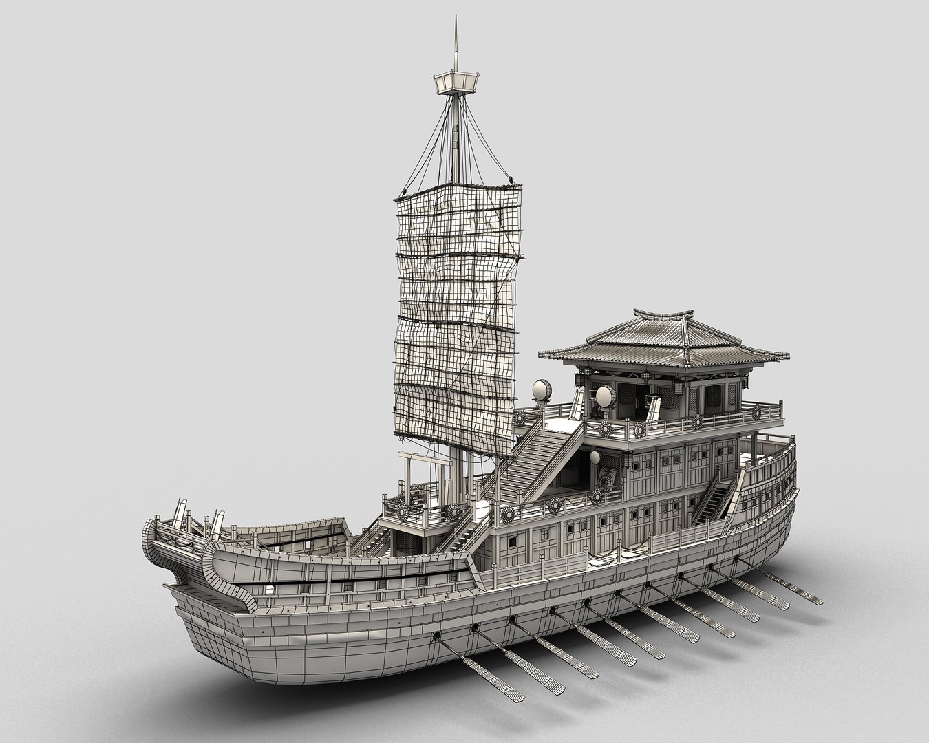 3D Chinese Boat 02 Model - TurboSquid 2071353