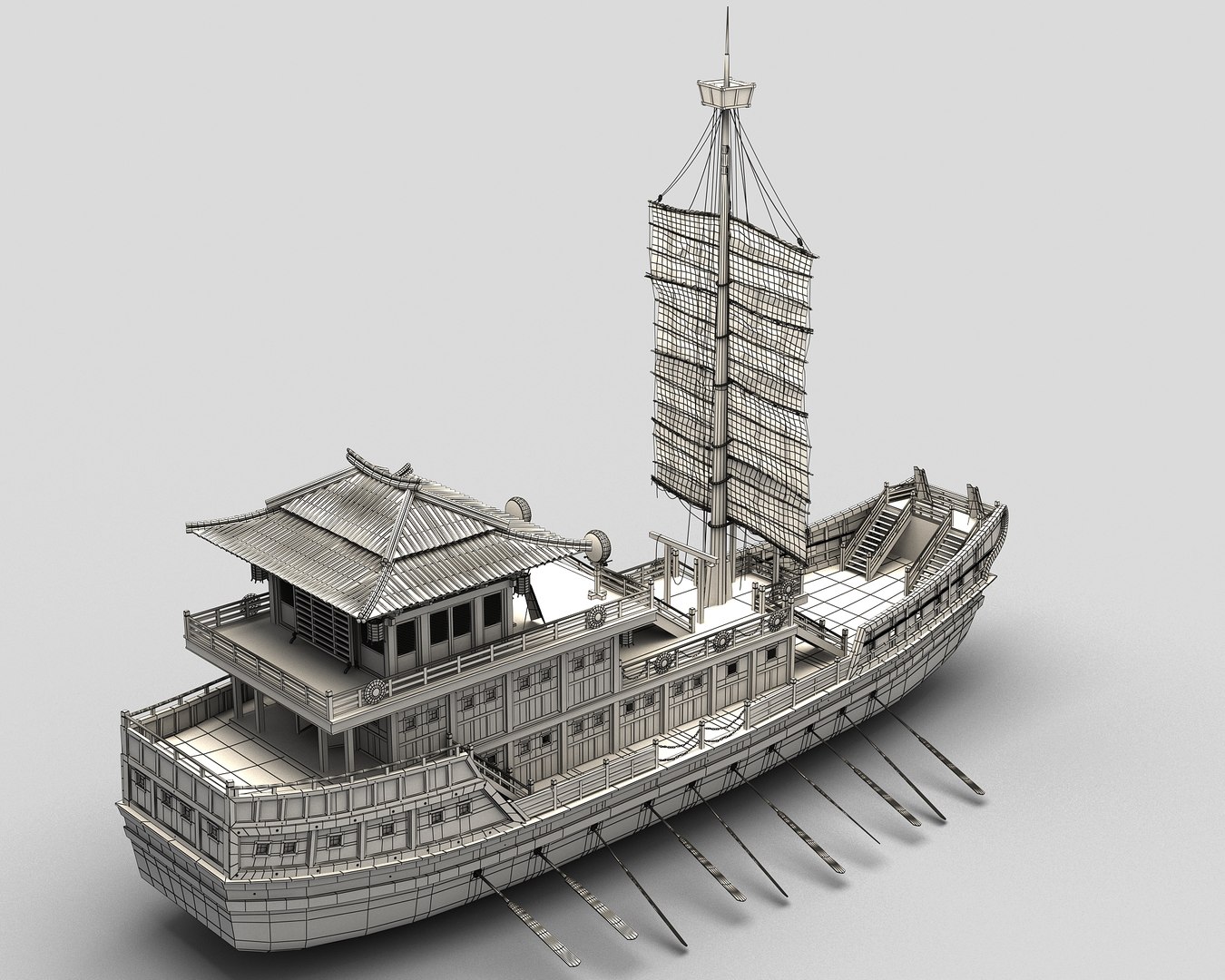 3D Chinese Boat 02 Model - TurboSquid 2071353