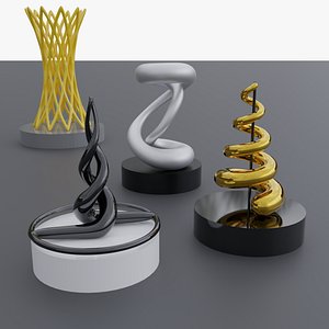 Modern Geometric Statues Set 3D model