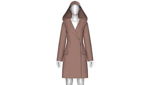 Girls Side Zip Long Hooded Coat