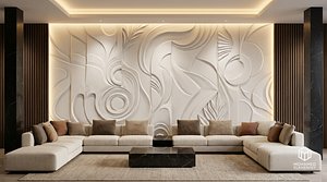 Modern Abstract Relief Panel Wall Decor Set STL Mural CNC 335