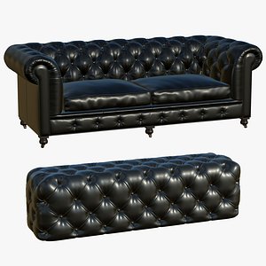 Chesterfield Sofa With Leather Bench model