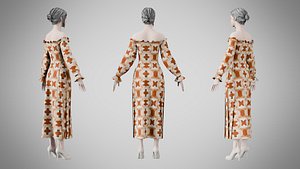 3D Dress 12 Warm Geometric Organic
