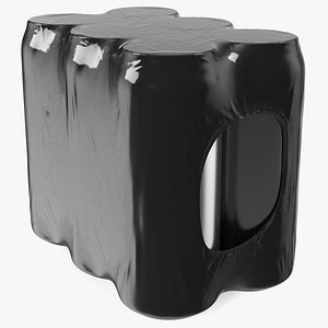 3D 6pcs 500ml Aluminium Can Pack Black