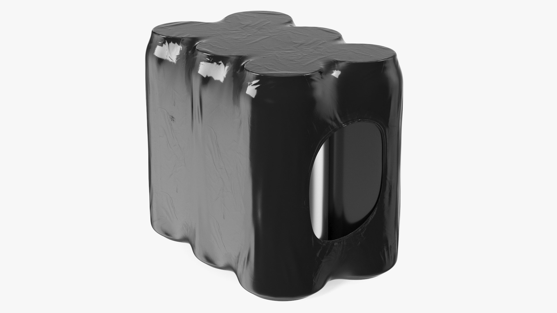 6pcs 500ml Aluminium Can Pack Black 3D model preview