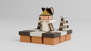 Stylized Treasure Chest Scene model