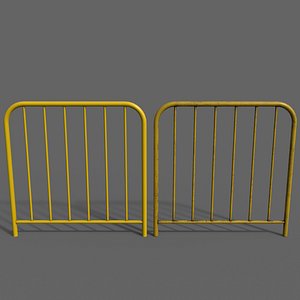 3D PBR Pedestrian Guard Rail Yellow V2