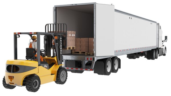 Forklift Loading Semi Truck3D模型- TurboSquid 2020506