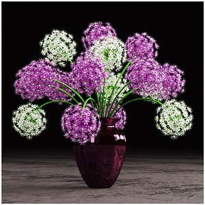 3d model vase onion flowers