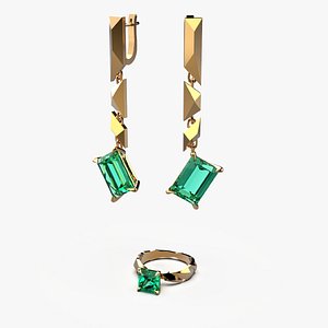 3D Jewelry Emerald set 3d printable collection