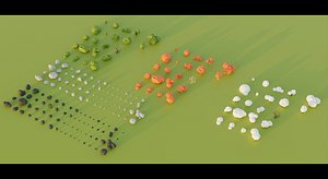 Low Poly Rocks and Bushes Asset Pack