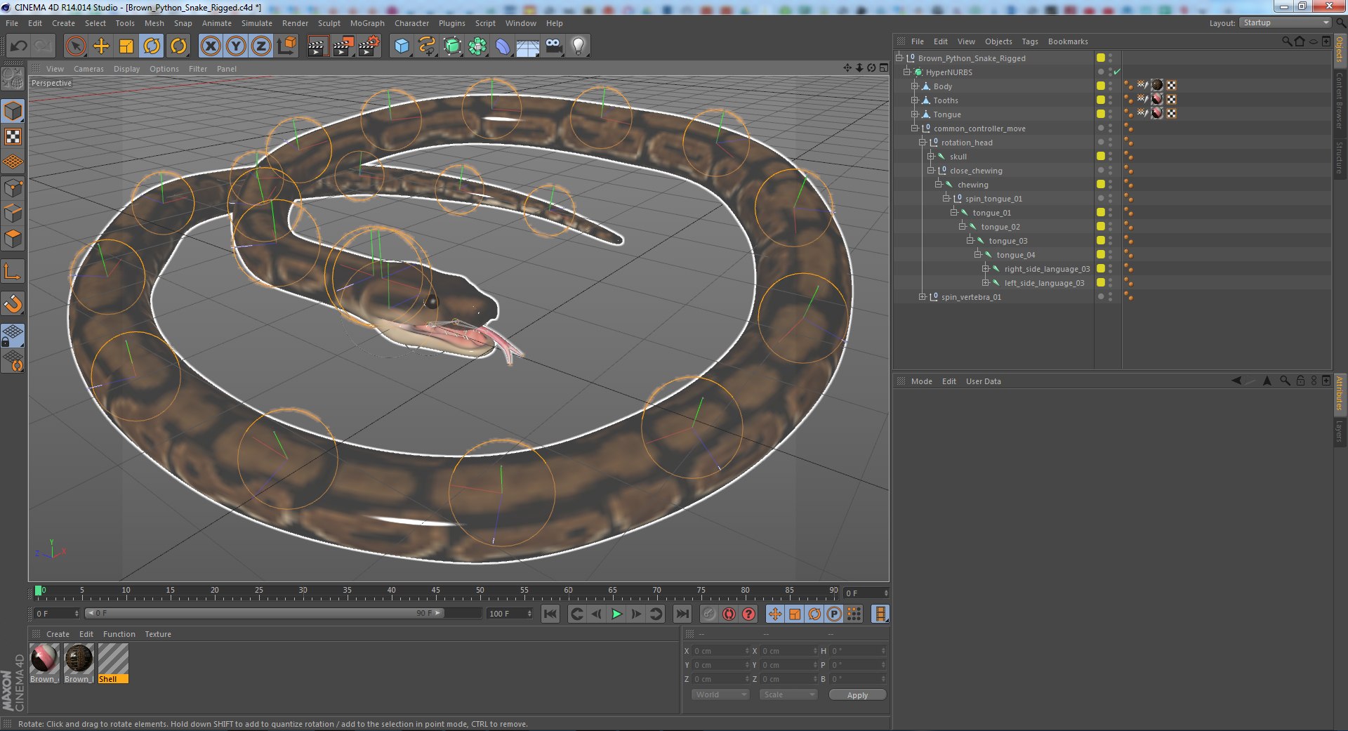 Brown python snake rigged 3D model - TurboSquid 1434024