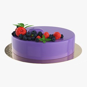 Glazed Round Cake with Mint and Berries model