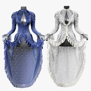 3D model vintage lace dress