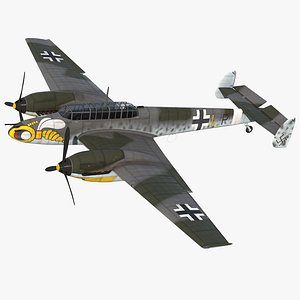 German WWII Heavy Fighter Messerschmitt Bf 110 Rigged 3D Model