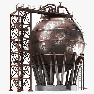 Detailed Rusted Oil Storage 3D model
