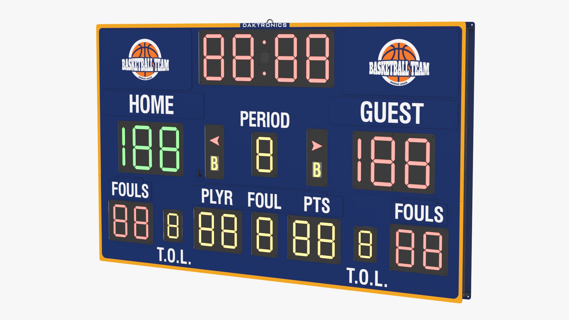 Daktronics Basketball Scoreboard Display Blue 3D model preview