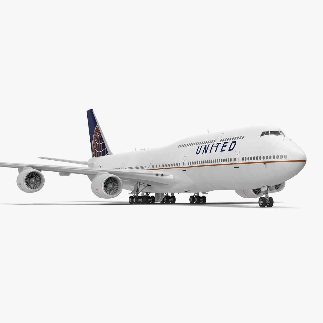 Boeing 747-8I United 3D Model 3D model preview
