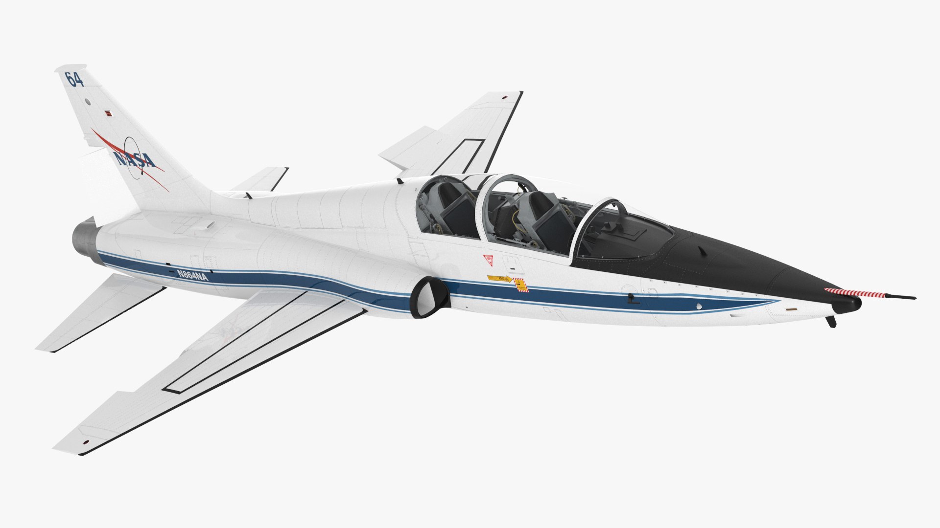 NASA Trainer Jet Aircraft T-38 White Rigged for Cinema 4D 3D model preview