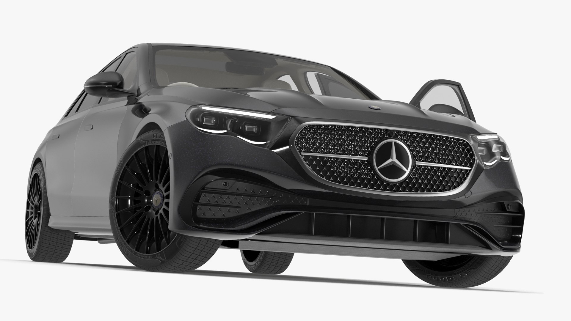 Mercedes E-Class 2023 Black Rigged for Cinema 4D 3D model preview