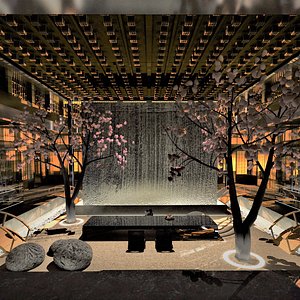 Japanese Penhouse Living Room Wine Room