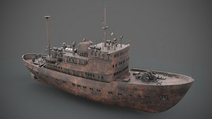 3D old rusted abandoned vessel