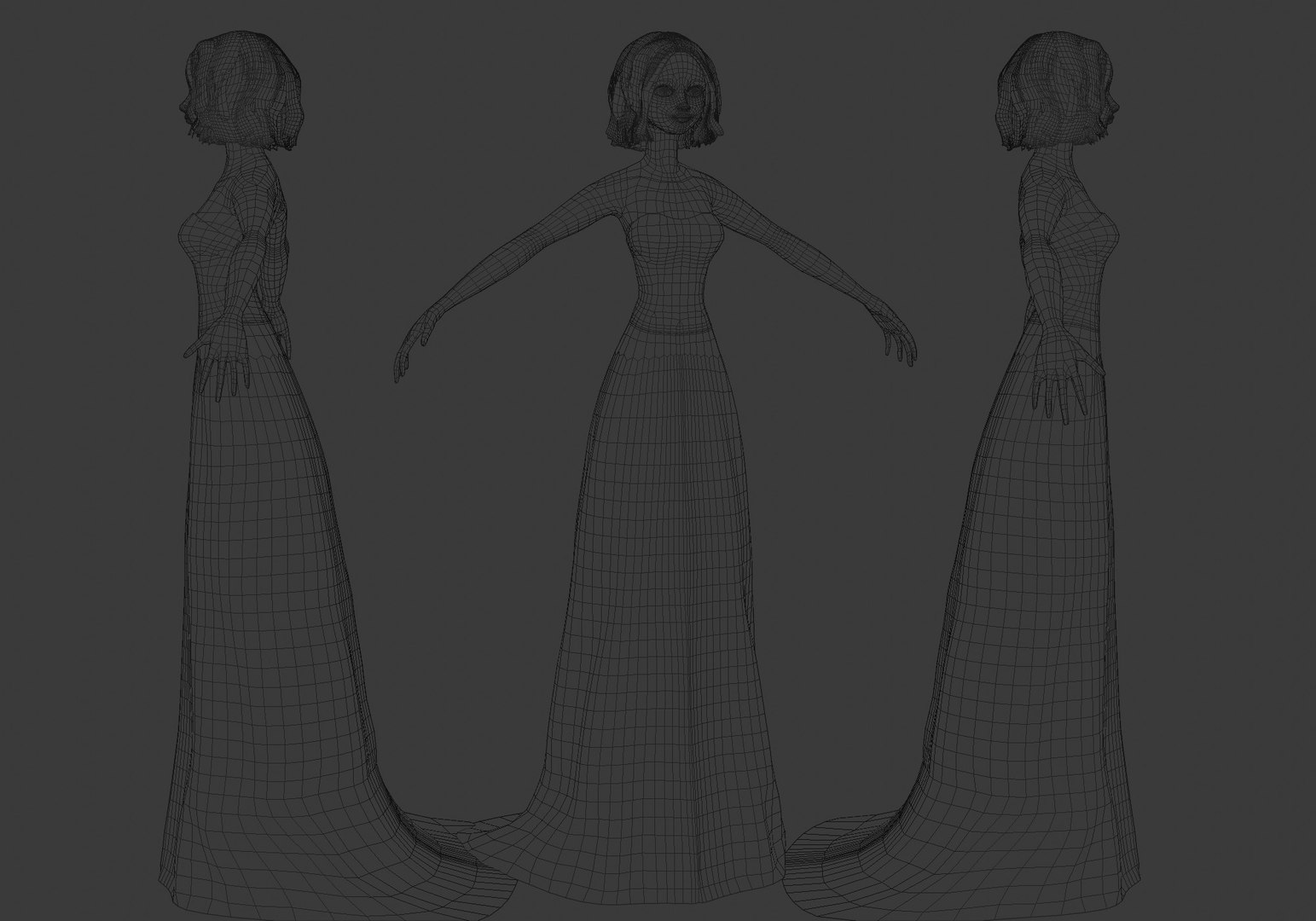 3D Skinny Woman In Dress Model - TurboSquid 1887354