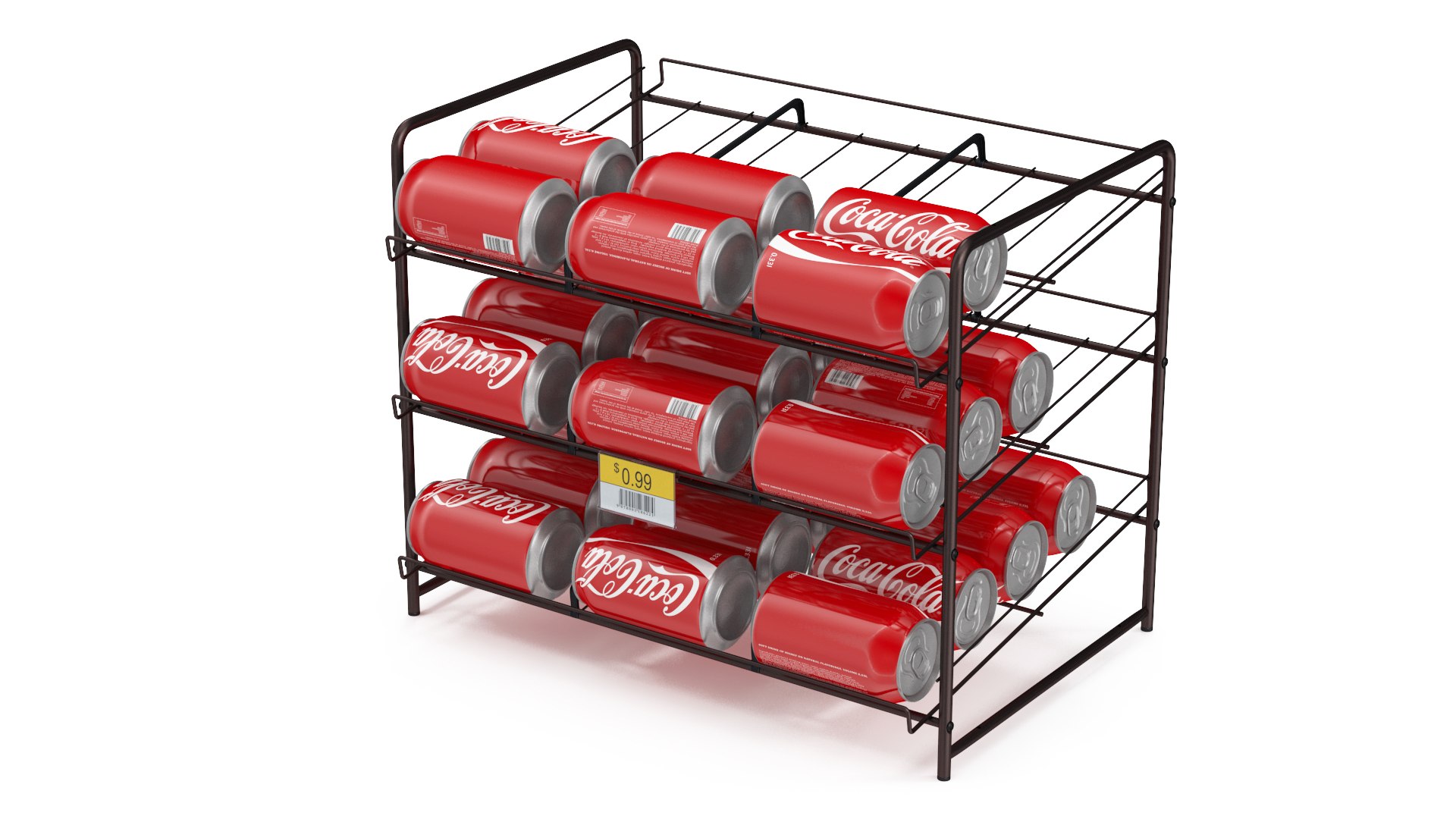 Beverage Organizer with CocaCola Cans and Price Label 3D model preview