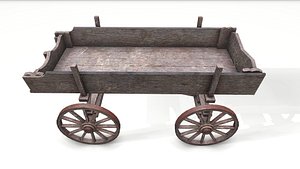 Old Low Poly Wooden Cart 3D