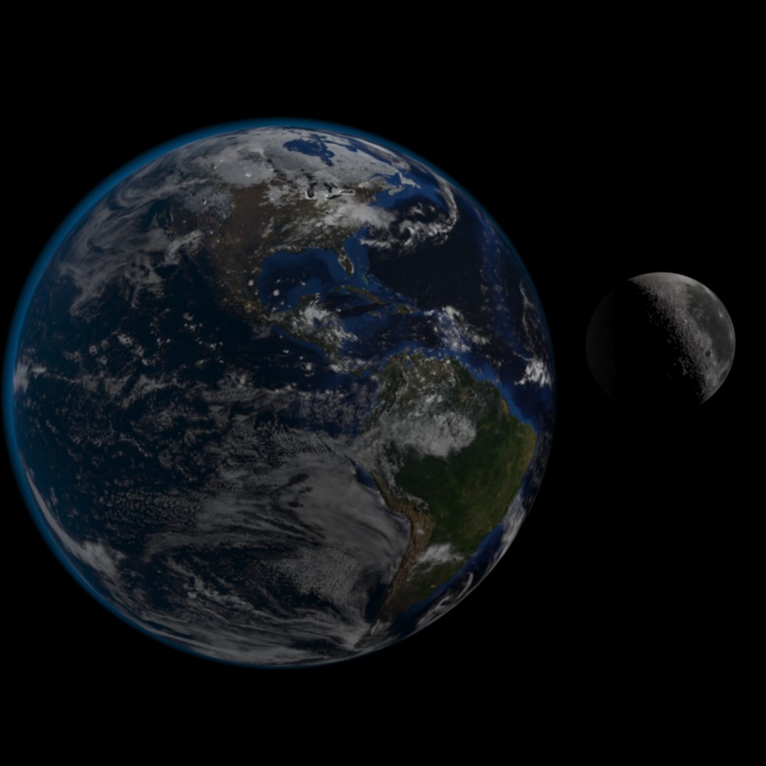 3d 3ds realistic earth moon hd