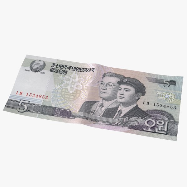 3D model North Korea 5 Won Banknote