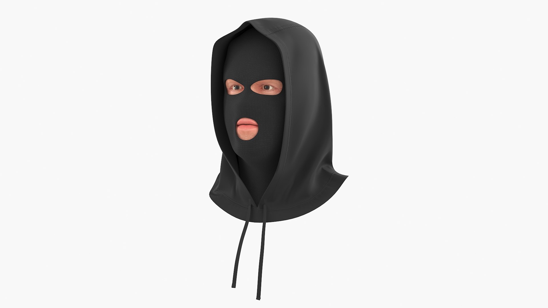 Thief Male Character Head Wearing Hood 3D model preview