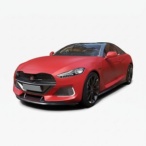 Generic Coupe Sports Car Wireframe Asset - Detailed Production-Ready 3D Asset
