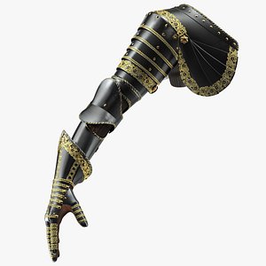 Medieval Knight Black Gold Arm Armor model