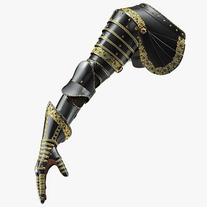 Medieval Knight Black Gold Arm Armor