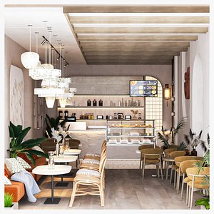 3D Cafe Resturant  Meditrennean theam resturant model