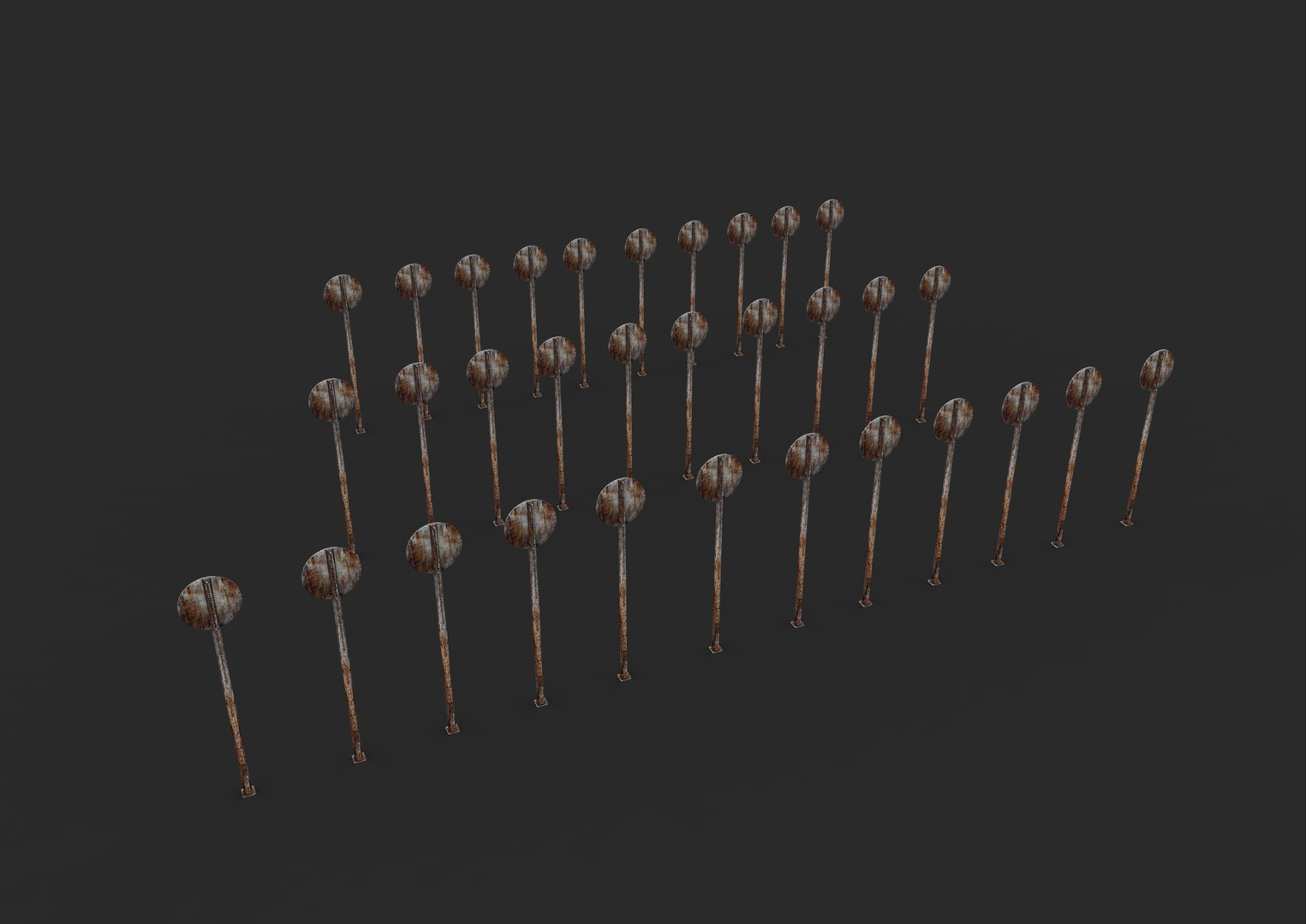 Traffic Signs Blue 32 Pieces Rust 3D Model - TurboSquid 1733507