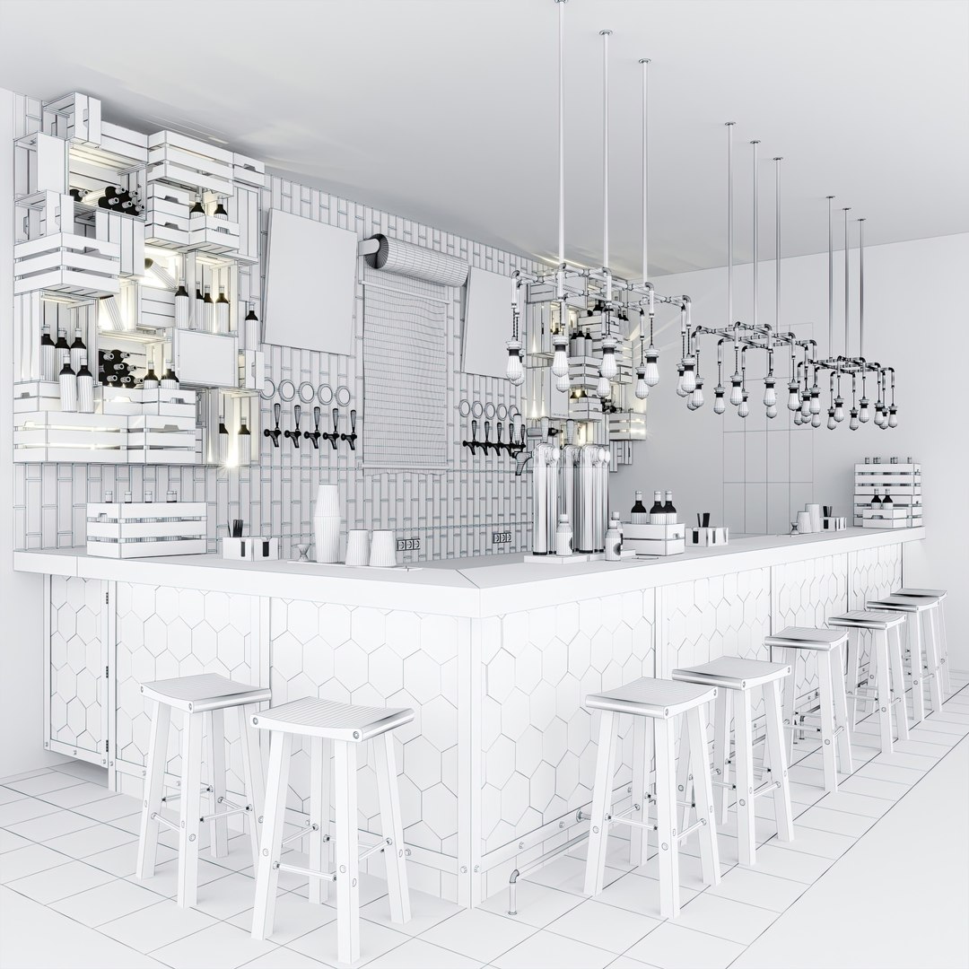 3D Complete Bar Counter Loft Interior 3D Model Model - TurboSquid 2045979