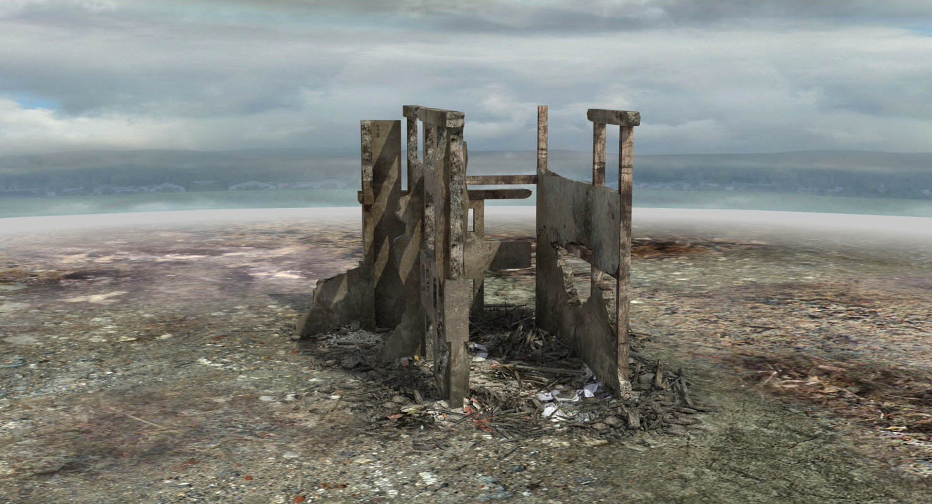 3d Destroyed Ruined Building Model