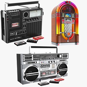 3D Detailed Three Retro Audio Devices model