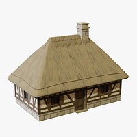 Medieval Thatched Cottage - Low Poly Game Ready with LODs