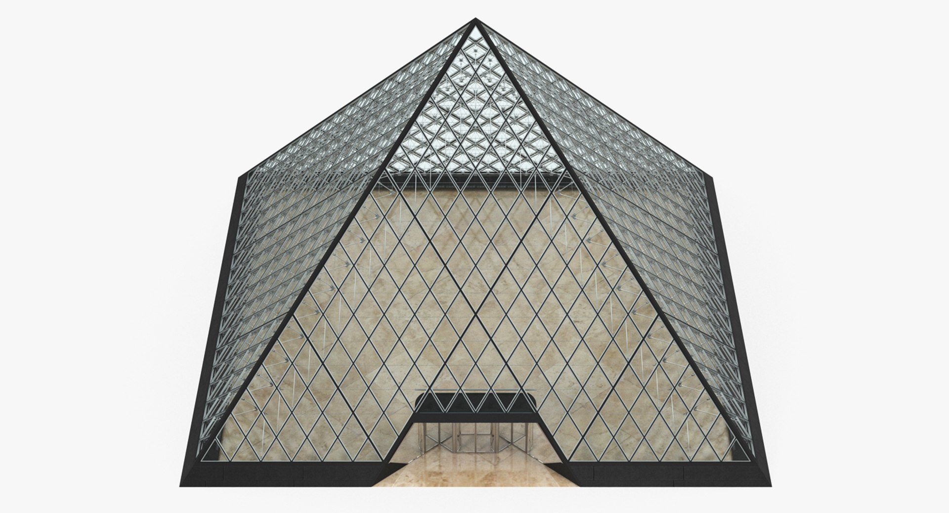 Glass Louvre Pyramid 3D model preview