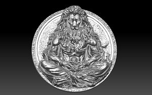 lion monk themed relief print and for cnc router carving