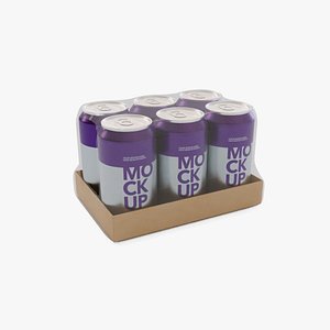 Grape Soda Can Pack of 6 3D model